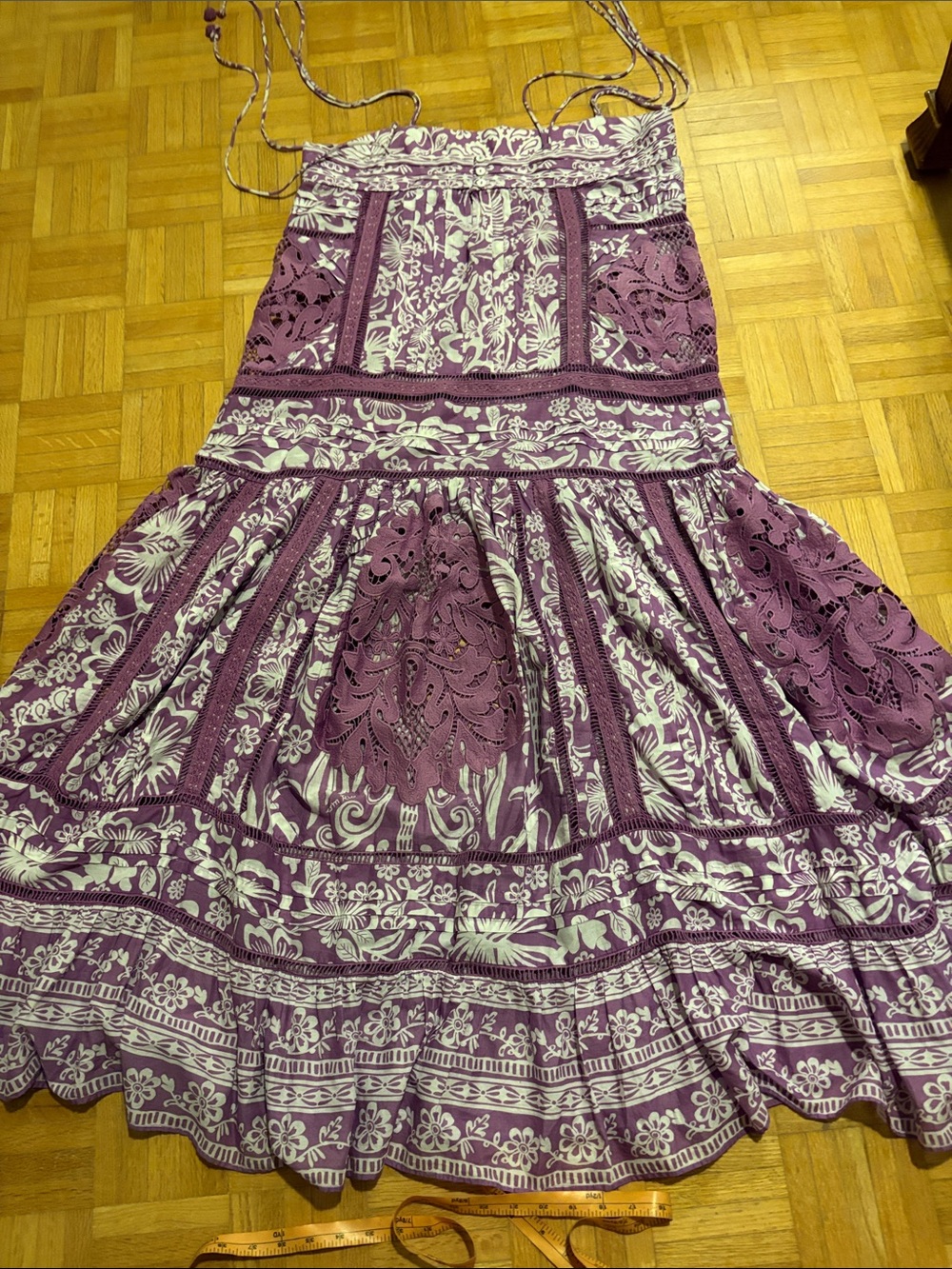 Farm Rio Boho Floral Mauve and Cream Tiered dress - Picture 5 of 16